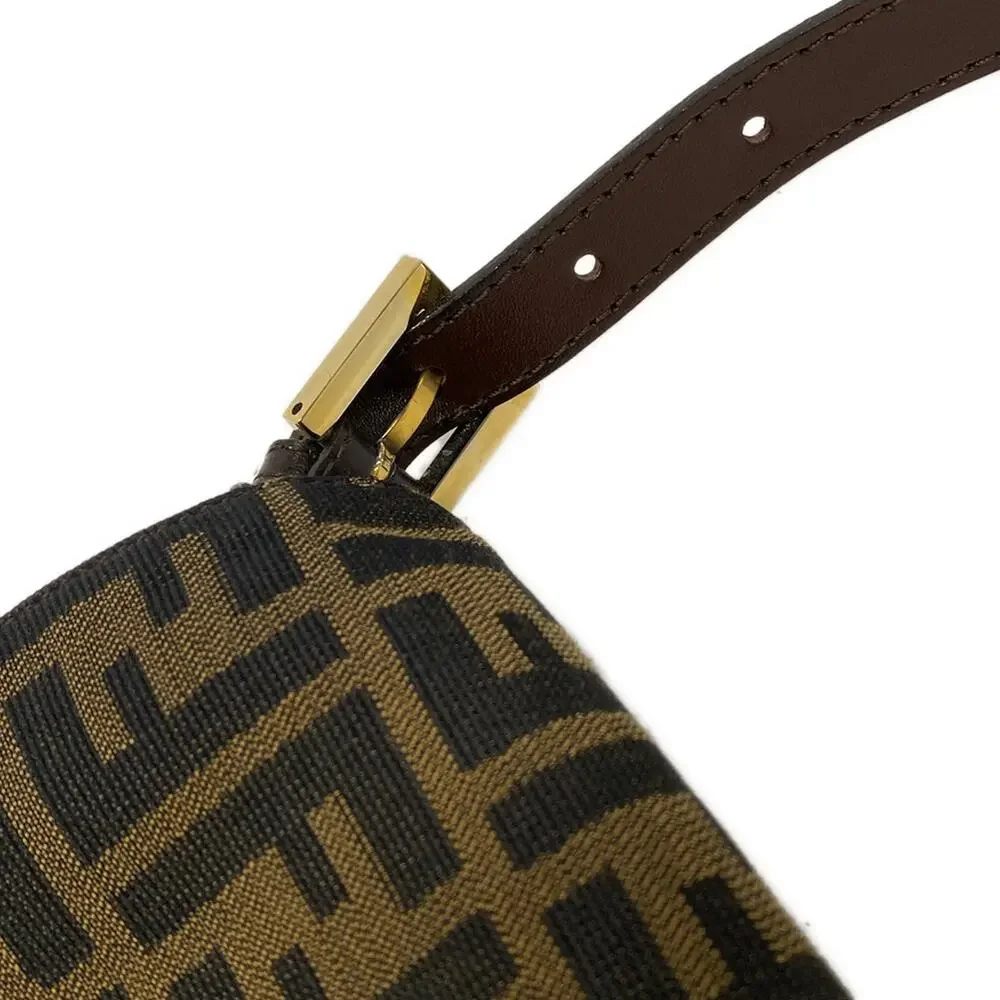 Fendi Mamma bucket / Zucchino pattern Handbag Brown Dark Brown Jacquard Leather